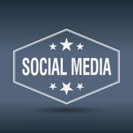 social media hexagonal white vintage retro style label