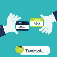 Two hands with my name card is social media