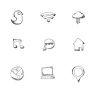 Set of network icons hand drawn - vector