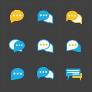 Colorful Speech bubble icons on black background Vector illustr