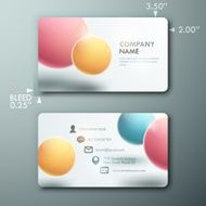 Modern simple light business card template with realistic spheres N2