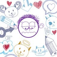 Vector hand drawn cartoon sad boy Education theme graphic N2