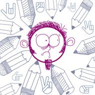 Vector art colorful drawing of sad depressed person education N2