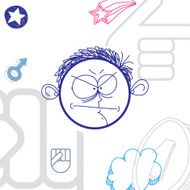Vector art colorful drawing of angry person education N2