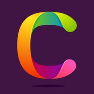 C letter one line colorful logo