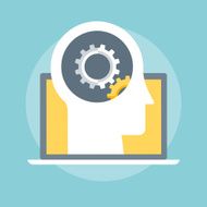 Gear and Head flat style colorful vector icon