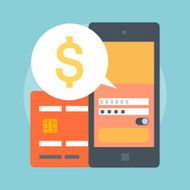 Mobile Shopping flat style colorful vector icon