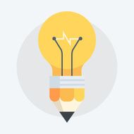 Light bulb pen flat style colorful vector icon N2