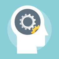 Gear and Head flat style colorful vector icon N2