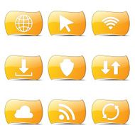 Web Internet Social Yellow Vector ButtonIcon Design Set