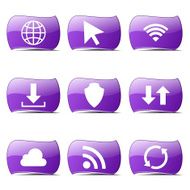 Web Internet Social Violet Vector Button Icon Design Set N2