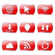 Web Internet Social Red Vector ButtonIcon Design Set