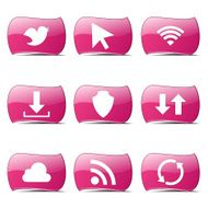 Web Internet Social Pink Vector Button Icon Design Set N2
