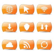 Web Internet Social Orange Vector ButtonIcon Design Set
