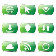 Web Internet Social Green Vector Button Icon Design Set N2