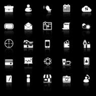 Mobile icons with reflect on black background