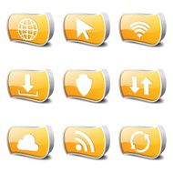 Web Internet Social Yellow Vector Button Icon Design Set