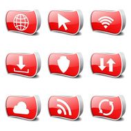 Web Internet Social Red Vector Button Icon Design Set N3