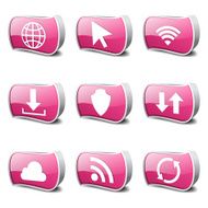 Web Internet Social Pink Vector Button Icon Design Set N3
