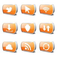 Web Internet Social Orange Vector Button Icon Design Set N2