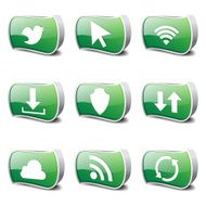 Web Internet Social Green Vector Button Icon Design Set N3