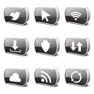 Web Internet Social Black Vector Button Icon Design Set N3