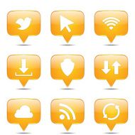 Web Internet Social Square Vector Yellow Icon Design Set N3