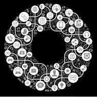 social media network background with icons vector N11