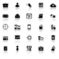 Mobile icons with reflect on white background