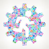 Gear with a pattern of modern technology and communication N2