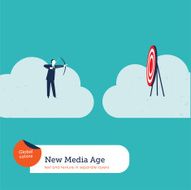 Businessman with arch and target on a cloud