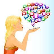 Girl social media sign messages conversation