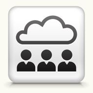 Square Button with Cloud Computing & Faces N2