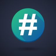 Long shadow icon with a hash tag N2