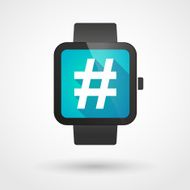 Smart watch icon with a hash tag