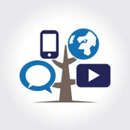 Digital tree icon logo template