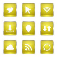 Web Internet Social Square Vector Yellow Icon Design Set N4