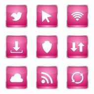 Web Internet Social Square Vector Pink Icon Design Set N4