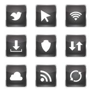 Web Internet Social Square Vector Black Button Icon Design Set N3