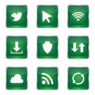 Web Internet Social Square Vector Green Icon Design Set N5