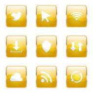 Web Internet Social Square Vector Yellow Icon Design Set N5