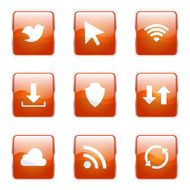 Web Internet Social Square Vector Orange Icon Design Set N3