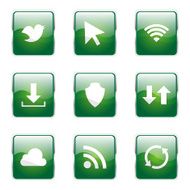 Web Internet Social Square Vector Green Icon Design Set N6
