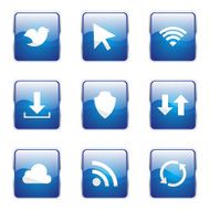 Web Internet Social Square Vector Blue Icon Design Set N4