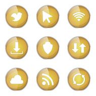 Web Internet Social Yellow Vector Button Icon Design Set N4
