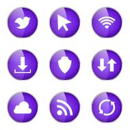 Web Internet Social Violet Vector Button Icon Design Set N5