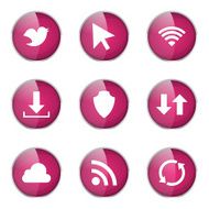 Web Internet Social Pink Vector Button Icon Design Set N5