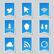Web Internet Social Square Vector Blue Icon Design Set N5