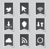 Web Internet Social Label Vector Black Button Icon Design Set