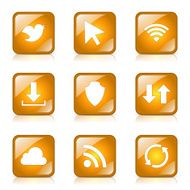 Web Internet Social Square Vector Yellow Icon Design Set N6